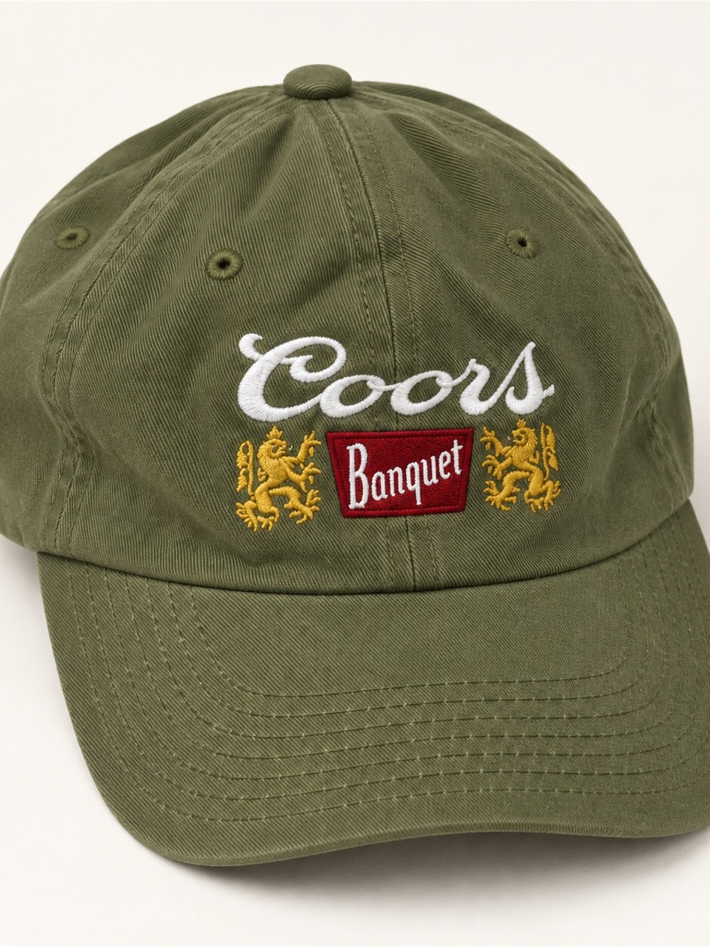 Coors Banquet Beer Hat Olive Green Embroidered Snapback Adjustable